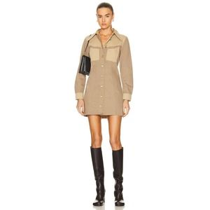 GANNI Ola Denim Tan Western Jacket Dress